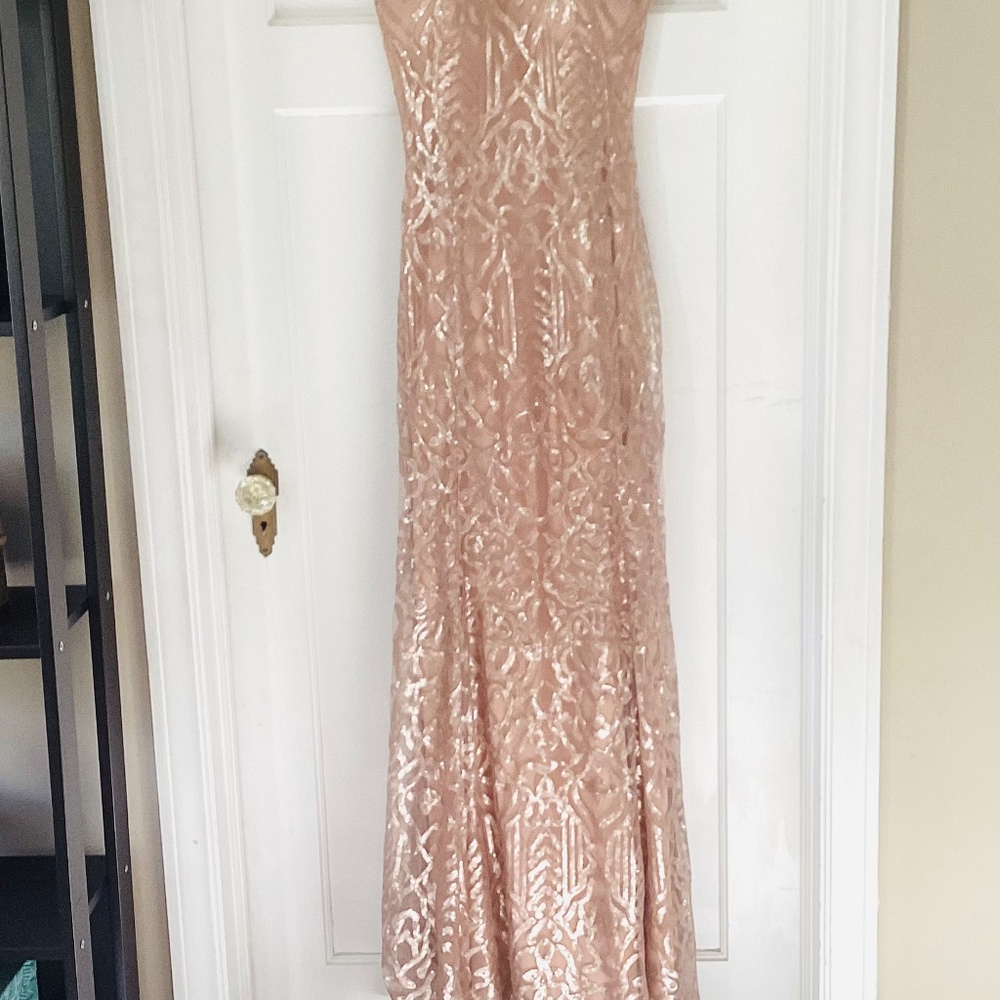 Wtoo Talisa Sequence Mesh Strapless Gown Latte Co… - image 6